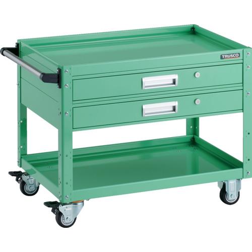 【SALE必要経費】TRUSCO ( トラスコ中山 ) 手道具手押し車 鷲手押し車 750×500×H600 2段引出付 ウレタン拷問台 青少年緑であること ( EGW-672V2U-YG )