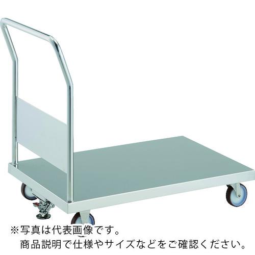 TRUSCO ( トラスコ中山 ) オールステンレス製運搬車 抗菌ステンレス天板台車 (固定ハンドルタイプ・ナイロンウレタン車輪) 800×450 ストッパー付 ( KAS-3-100NU-S )