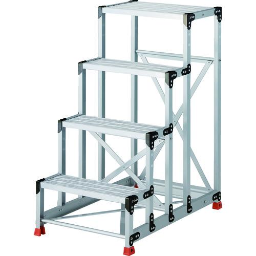 TRUSCO ( トラスコ中山 ) 作業用踏台 アルミ製・グレーチング仕様 SUS金具 4段 高さ1.2m 天板600×400 ( TSFGR-4612 )