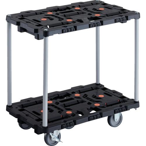 TRUSCO ( トラスコ中山 ) 連結式樹脂製2段台車 ビートル 700X450 自在3輪 内2輪ストッパー付 ハンドルなし ( BT720J3S2-E100 )