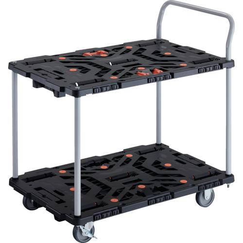 TRUSCO ( トラスコ中山 ) 連結式樹脂製2段台車 ビートル 900X600 自在3輪 内2輪ストッパー付 とめたろう ハンドル付 ( BT924J3S2-E100T )|Orange Tool Tokiwa