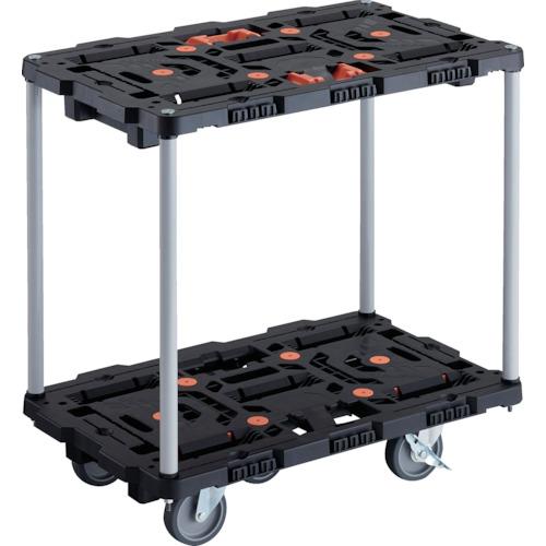 TRUSCO ( トラスコ中山 ) 連結式樹脂製2段台車 ビートル 700X450 自在5輪 内2輪ストッパー付 とめたろう付 ハンドルなし ( BT720J5S2-E100T )