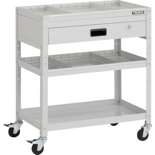 TRUSCO ( トラスコ中山 ) ツールワゴン ラビットワゴン 700X450XH810 1段引出 仕切板2段付 ゴム車輪 ホワイト ( RBW-873S2V-W )
