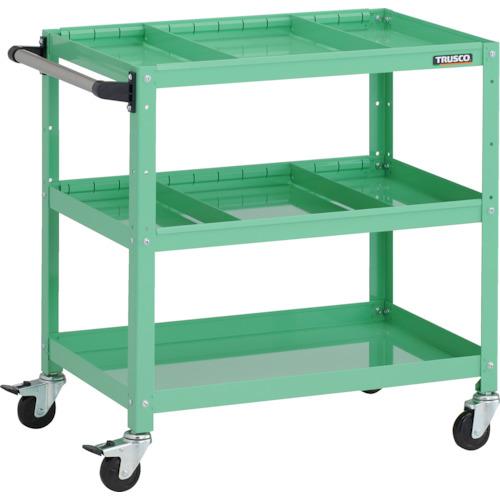 【SALE必要経費】TRUSCO ( トラスコ中山 ) 手道具手押し車 ラビットワゴン 700X450XH740 3段 中仕切り板2段付 手持ち部分付 天然ゴム拷問台 青少年緑であること ( RBW-773S2H YG )
