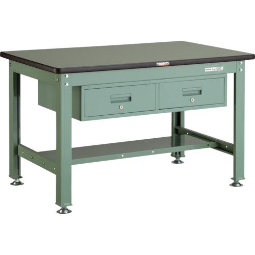 【SALE価格】TRUSCO ( トラスコ中山 ) 中荷重作業台(1200kg)HW型 1200X750XH740 2列引出付 グリーン色 緑 ( RHW-1200FL2 GN(グリーン)(2レツヒキダシ) )|Orange Tool Tokiwa