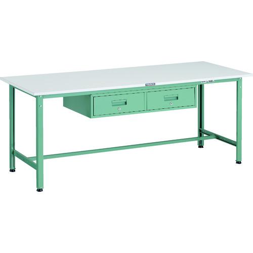 【SALE価格】TRUSCO ( トラスコ中山 ) 軽荷重作業台(300kg)AE型 1800X750XH740 2列引出付 グリーン色 ( AE-1800FL2 )｜Orange Tool Tokiwa