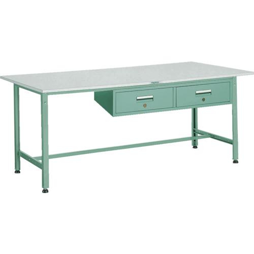 TRUSCO ( トラスコ中山 ) 軽荷重作業台(300kg)AE型 1800X900XH740 2列引出付 グリーン色 ( AE-1809FL2 )