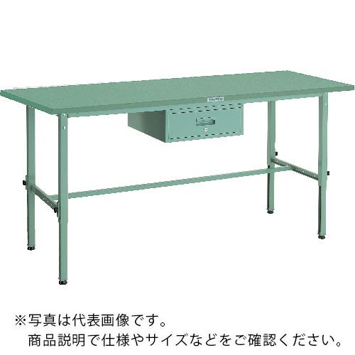 TRUSCO ( トラスコ中山 ) 軽荷重作業台高さ調節式(150kg)AEM型 1800X900XH650~950 1段引出付 グリーン色 ( SAEM-1809F1 )