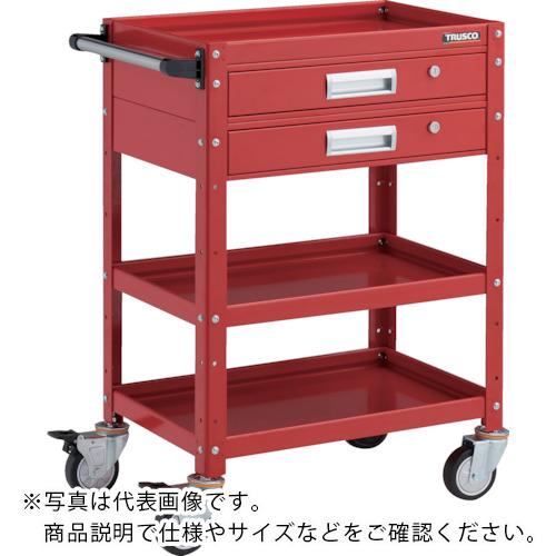 TRUSCO ( トラスコ中山 ) ツールワゴン バーディワゴン 600X400 引出2段付 ウレタン車輪 レッド ( BDW-963V2U-RR )