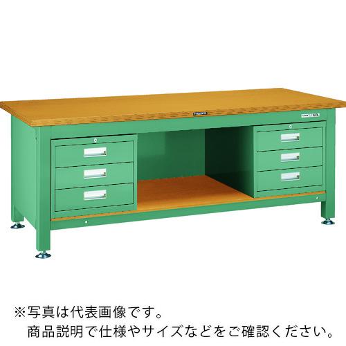 TRUSCO ( トラスコ中山 ) 重掛け目御役目台(3000kg)TWZ型 1800X900XH740 3段引き出しX2付 緑であること色 ( TWZ-1809D3D3 )
