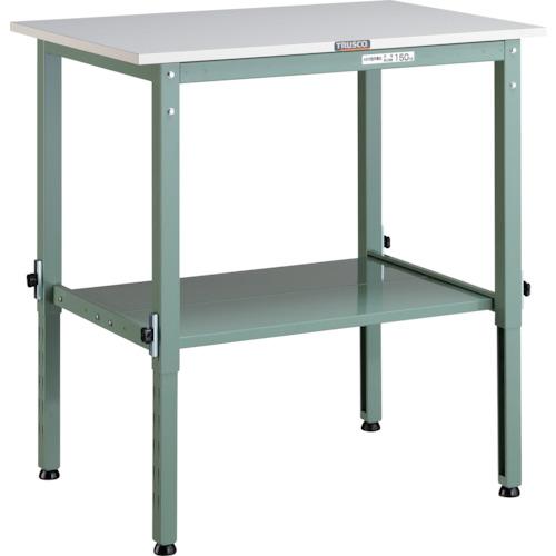 TRUSCO ( トラスコ中山 ) 軽荷重作業台高さ調節式(150kg)AEM型 900X600XH650~950 下棚2枚付 グリーン色 ( AEM-0960LT2 )|Orange Tool Tokiwa