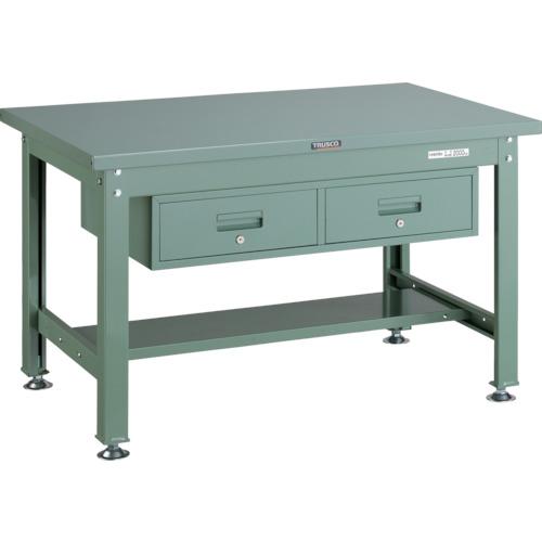 TRUSCO ( トラスコ中山 ) 中荷重作業台(2000kg)DW型 1200X750XH740 2列引出付 グリーン色 ( SDW-1200FL2 (ｽﾁｰﾙﾃﾝﾊﾞﾝ) )｜Orange Tool Tokiwa