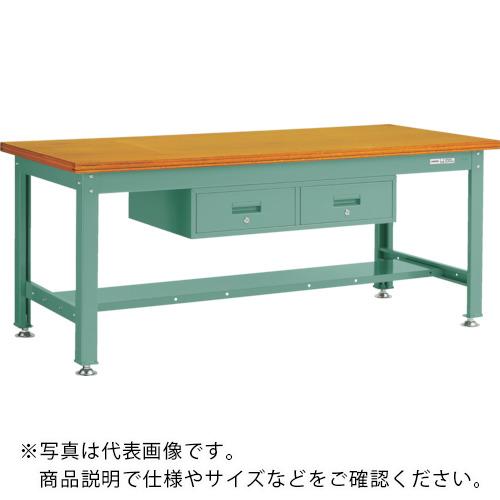 TRUSCO ( トラスコ中山 ) 中荷重作業台(2000kg)DW型 1800X900XH740 2列引出付 グリーン色 ( SDW-1809FL2 (ｽﾁｰﾙﾃﾝﾊﾞﾝ) )｜Orange Tool Tokiwa
