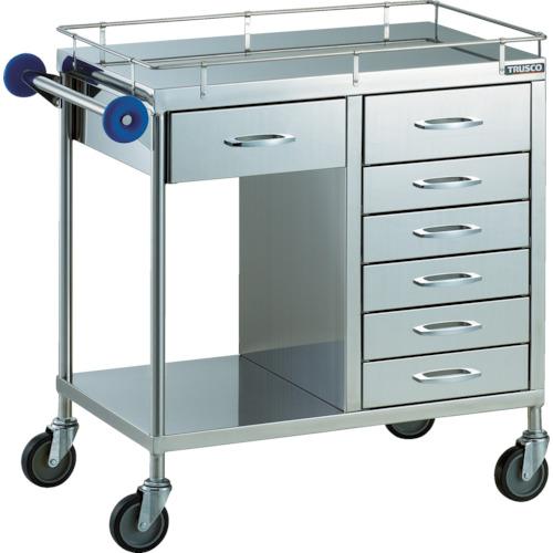 【SALE必要経費】TRUSCO ( トラスコ中山 ) SUS304製引出付手押し車 750X450 両引っ張ること抽き出し7段 ( SUD-747D )