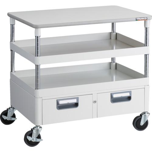 TRUSCO ( トラスコ中山 ) ツールワゴン フェニックスワゴン 省音 750X500XH740 引出 天板付 ホワイト ( PEW-772WT-W )