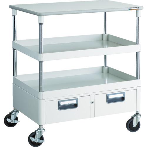 TRUSCO ( トラスコ中山 ) ツールワゴン フェニックスワゴン 省音 750X500XH880 引出 天板付 ホワイト ( PEW-972WT-W )