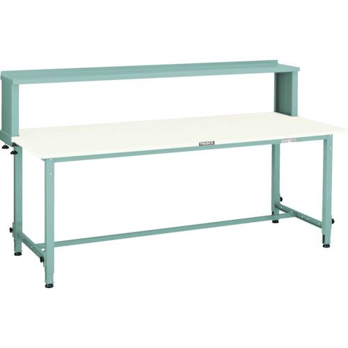 TRUSCO ( トラスコ中山 ) 軽荷重作業台高さ調節式(150kg)AEM型 900X600XH954~1254(全高) 上棚付 グリーン色 ( AEM-0960YURB )|Orange Tool Tokiwa