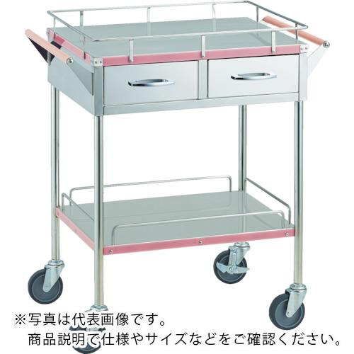 TRUSCO ( トラスコ中山 ) ステンレス台車 抗菌SUSカラーラインワゴン 引出付 750X450 ピンク ( KSCLW-3B-P )