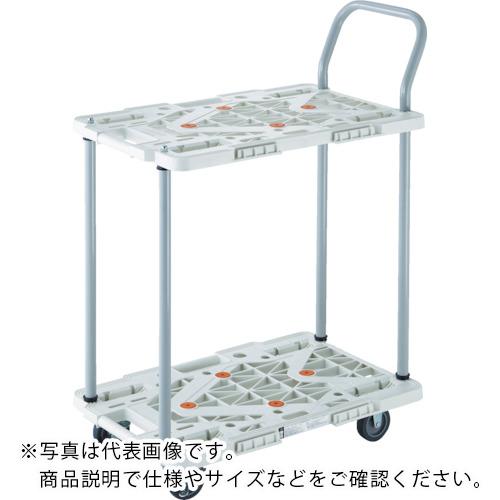 TRUSCO ( トラスコ中山 ) 樹脂製台車 2段式ルートバン 600X400 ハンドル付 4輪自在 ストッパー付 黒 ( MPK-6024JS-BK )