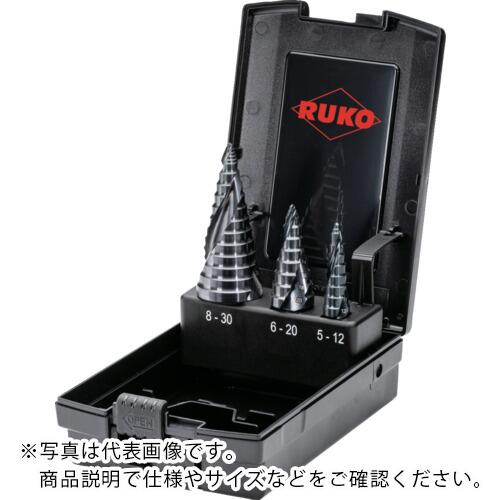 【SALE通貨価値】RUKO 2枚刃スパイラルステップドリルセット 「アルティメットカット」 3本組 フローステップチップ ルナテックコーティング ( 101626PRO )