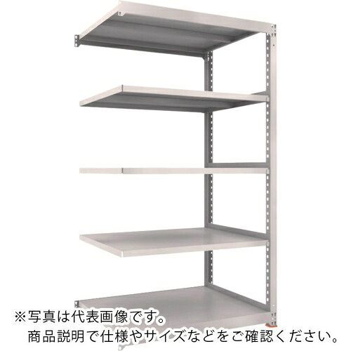 TRUSCO ( トラスコ中山 ) M3型中量棚 1200X921XH2100 5段 連結 免震樹脂ベース付 ネオグレー ( M3-7495BSFC NG )