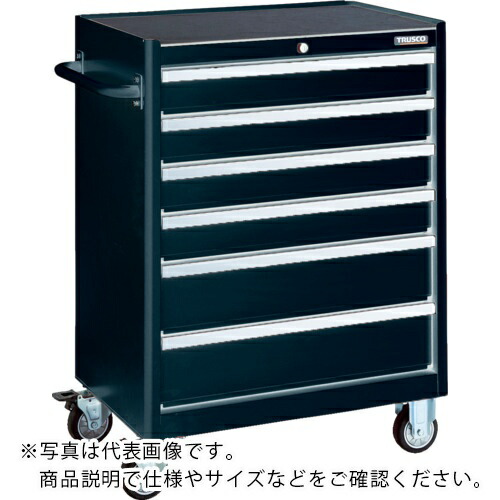 TRUSCO ( トラスコ中山 ) ローラーキャビネット ブラック 引出6段 100X4 150X2 ( TRC-042BK )