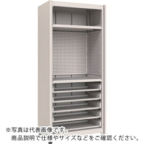 【SALE通貨価値】TRUSCO ( トラスコ中山 ) M3中量棚 背板・側板付 W900XD595XH2100 中棚2段横すべり棚5段 パンチングパネル付 ( M3-U7364-IPP3-SL35-SG )
