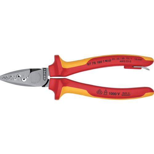 KNIPEX エンドスリーブ用絶縁圧着ペンチ 1000V絶縁 落下防止 ( 9778-180TBK )
