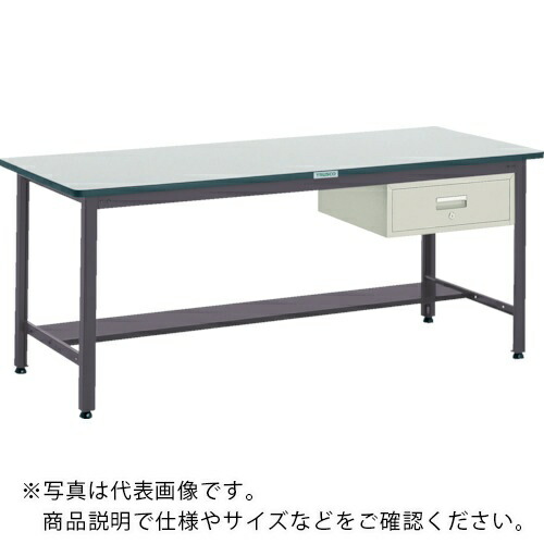 TRUSCO ( トラスコ中山 ) 中荷重作業台(500kg)AEW型 1800X900XH740 1段引出付 ダークグレー色 ( AEWP-1890F1 (F-1NG ﾂｷ) ) トラスコ中山(株) 【メーカー取寄】