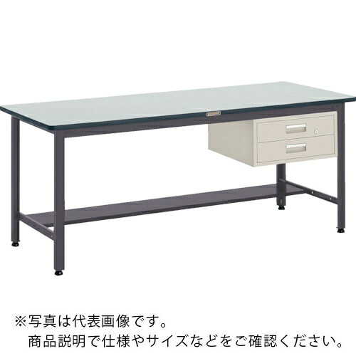TRUSCO ( トラスコ中山 ) 中荷重作業台(500kg)AEW型 1500X750XH740 2段引出付 ダークグレー色 ( AEWR-1575F2 (ﾘﾉﾘｭｰﾑﾊﾞﾘﾃﾝﾊﾞﾝ) ) トラスコ中山(株) 【メーカー取寄】