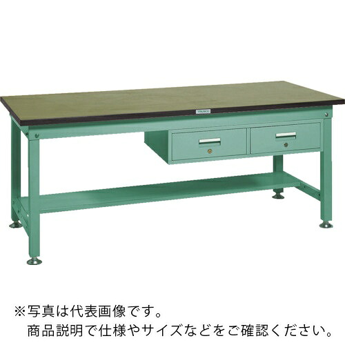 TRUSCO ( トラスコ中山 ) 中掛け目御役目台(1200kg)HW型 1500X900XH740 2列引出付 緑であること色 緑 ( RHW-1509FL2 GN(ｸﾞﾘｰﾝ)(ﾘﾉﾃﾝﾊﾞﾝ) ) 【製造業者取寄】
