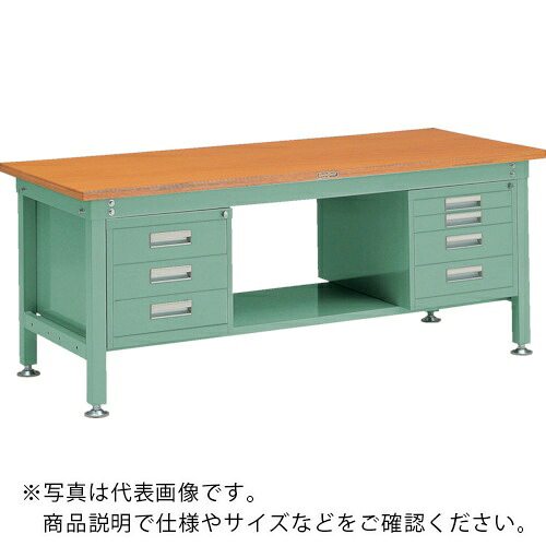 TRUSCO ( トラスコ中山 ) 中荷重作業台(1200kg)HW型 1500X900XH740 3段・4段引出付 グリーン色 緑 ( HW-1509D3･D4 GN(3.4ﾀﾞﾝｷｬﾋﾞﾈｯﾄ) ) トラスコ中山(株) 【メーカー取寄】 100,712円