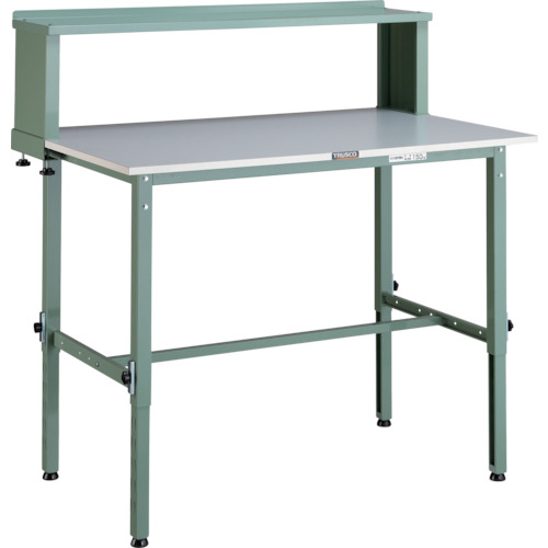 TRUSCO ( トラスコ中山 ) 軽荷重作業台高さ調節式(150kg)AEM型 1200X750XH954~1254(全高) 上棚付 グリーン色 ( RAEM-1200YURB ) トラスコ中山(株) 【メーカー取寄】