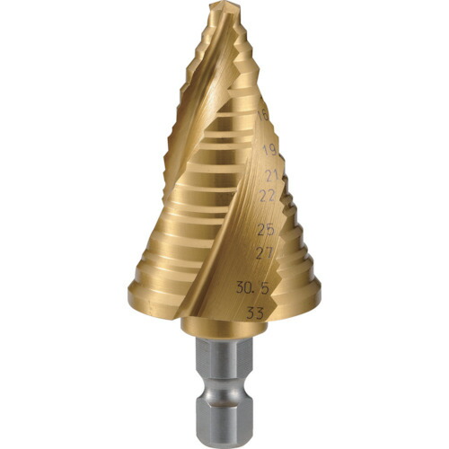 TRUSCO ( トラスコ中山 ) ステップドリル 3枚刃チタンコーティング 6~33mm 段数11 ( 3S-NMS-33G ) トラスコ中山(株)