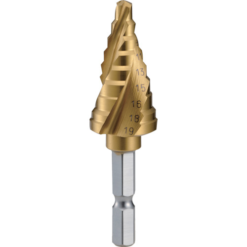 TRUSCO ( トラスコ中山 ) 六角軸ステップドリル 3枚刃チタンコーティング 5~19mm ( 3S-NMS-19G ) トラスコ中山(株)