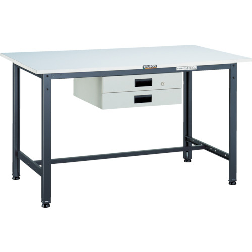 TRUSCO ( トラスコ中山 ) 軽荷重作業台(300kg)AE型 1200X750XH740 薄型2段引出付 ダークグレー色 ( RAE-1200UDK2 DG ) トラスコ中山(株) 【メーカー取寄】