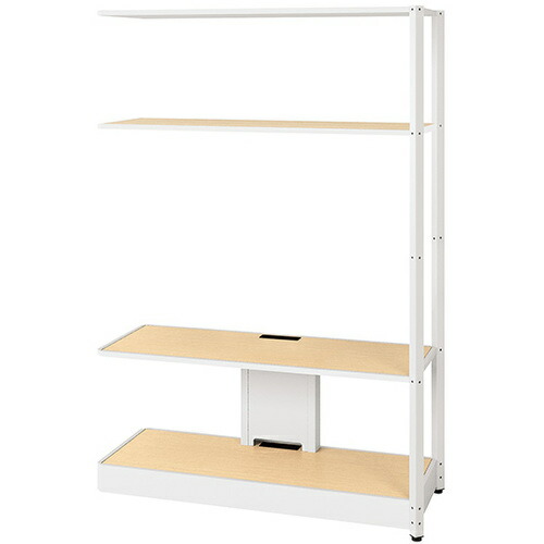 NAIKI ( ナイキ ) シェルフラック(モニターユニット メレム MU型/天板:シルクウッド 本体:サテンホワイト/W1225×H1813 ( MU-1218RML-SWS ) (株)ナイキ 【メーカー取寄】
