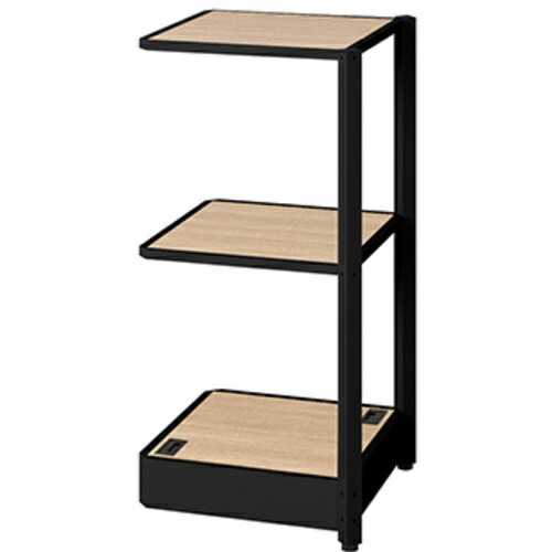 NAIKI ( ナイキ ) シェルフラック(コーナー連結 メレム MU型/天板:サンドオーク 本体:サテンブラック/W475×H973 ( MU-0409R-SBSO ) (株)ナイキ 【メーカー取寄】