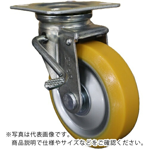 【SALE通貨価値】ヨドノ 中掛け目用帯電押しとどめるウレタンキャスター (ベアリング入) 自在金具 左ストッパー付 ( EUWJBL150 ) (株)ヨドノ
