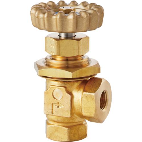 Fujikin ( フジキン ) 微量調整CV値0.2 黄銅製ニードルバルブ3/8B パネルナット付き アングル型 ( DUE-32PC-R )