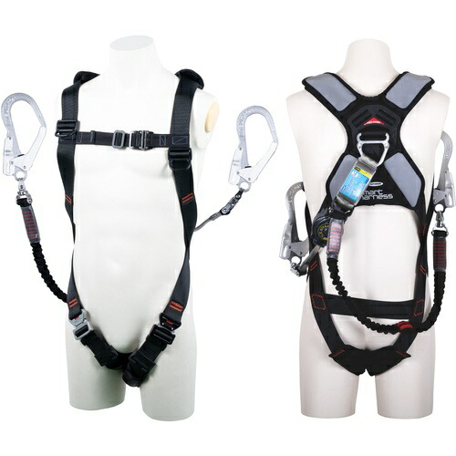 【SALE通貨価値】TSUYORON ( 藤井電工 ) かっこ良い馬具 ダブルランヤード付き添い人 鍵を掛ける規則体系付き添い人巻取式SRリトラ+伸縮式ノビロン(BK) 黒 M大きさ ( THSM510TRNV93SVOTBLKM2R23JANBX ) 藤井電工(株)