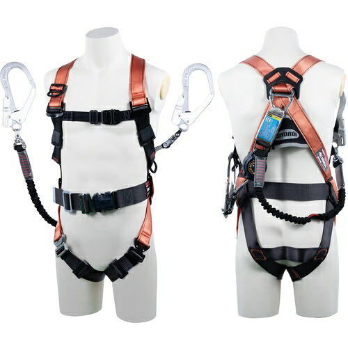 TSUYORON ( 藤井電工 ) 中核グループ馬具 胴胴締め付き添い人 ダブルランヤード付き添い人 鍵を掛ける規則体系付き添い人巻取式SRリトラ+伸縮式ノビロン(BK) オレンジ色 M大きさ ( TH502TRNV93SVOTORM2R23JANBX ) 【製造業者取寄】
