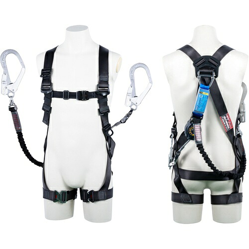 TSUYORON ( 藤井電工 ) 黒影馬具 ダブルランヤード付き添い人 鍵を掛ける規則体系付き添い人巻取式SRリトラ+伸縮式ノビロン(BK) うす暗い薄墨色 LL大きさ 130KG相応う型 ( TH504TRNV93SVOTDGLL130K2R23JANBX ) 【製造業者取寄】