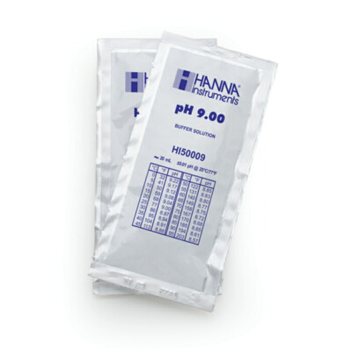 HANNA ( ハンナ ) pH標準液 pH 9.00 @25℃ 証明書付20mLX25袋 ( HI 50009-02 )