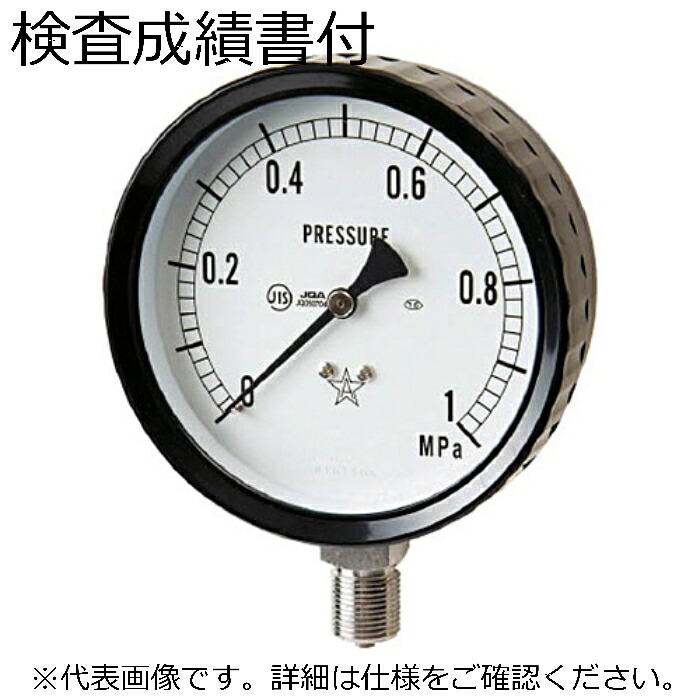 右下精器 圧力計（プラスチックケース） 検査成績書付き ( S-AT3/8X100X2.5MPa(G411-261)-SE )