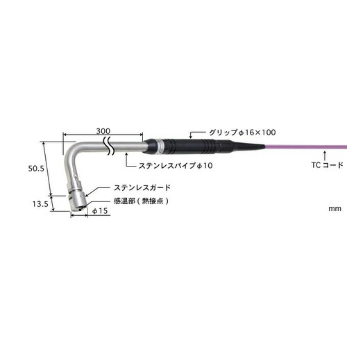 【SALE通貨価値】ANRITSU ( 安立表示計器 ) 休止状態境界線の外側用気温検出器 A形続きもの φ15粍 90°（配管R曲げ） 標準尺度繋ぎ（熱電対同類金属元素） 300粍 E手合い標準尺度繋ぎ ( AX-233E-03-1-TC1-ASP )