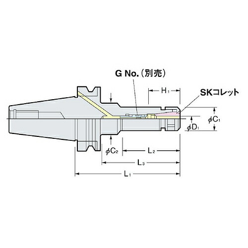 日研生み出すこと所 フランジスルー型か細いファスナー ( BT40-SK6F-120 )
