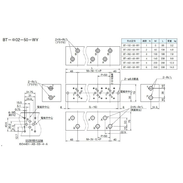 ダイキン マニホールドブロック ( BT-202-50-WY )