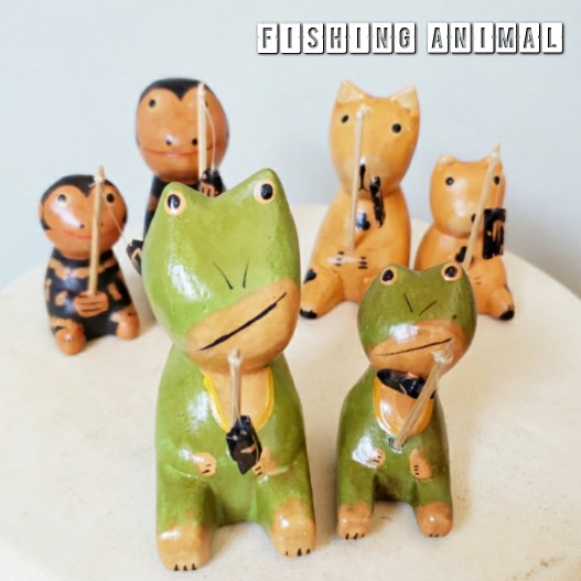 楽天市場】10001431 釣りぼりアニマル さる 2頭 魚釣り バリ雑貨 木製