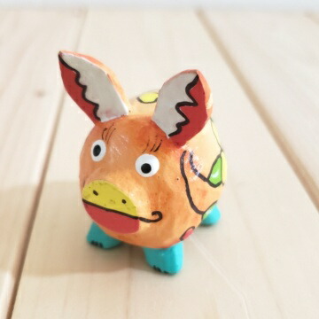 木彫り　ブタちゃん ようじが出る木彫りのブタ〈横〉 その他置物 ケージー工房 通販